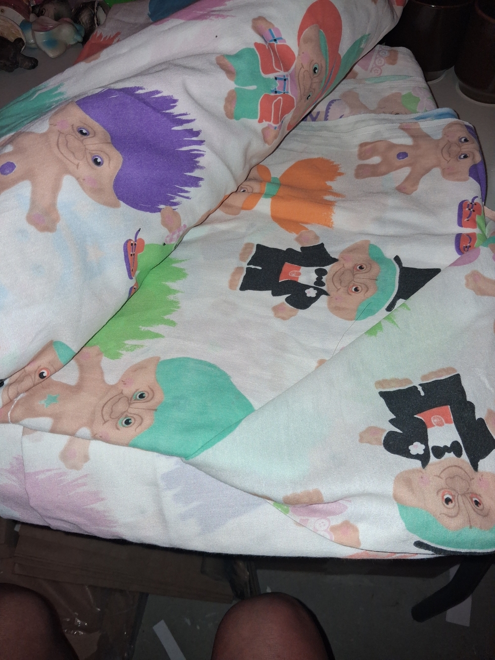 1992 Treasure Trolls Bed Sheet Set Twin - Flat, Fitted & Pillowcase - Ace Novelt